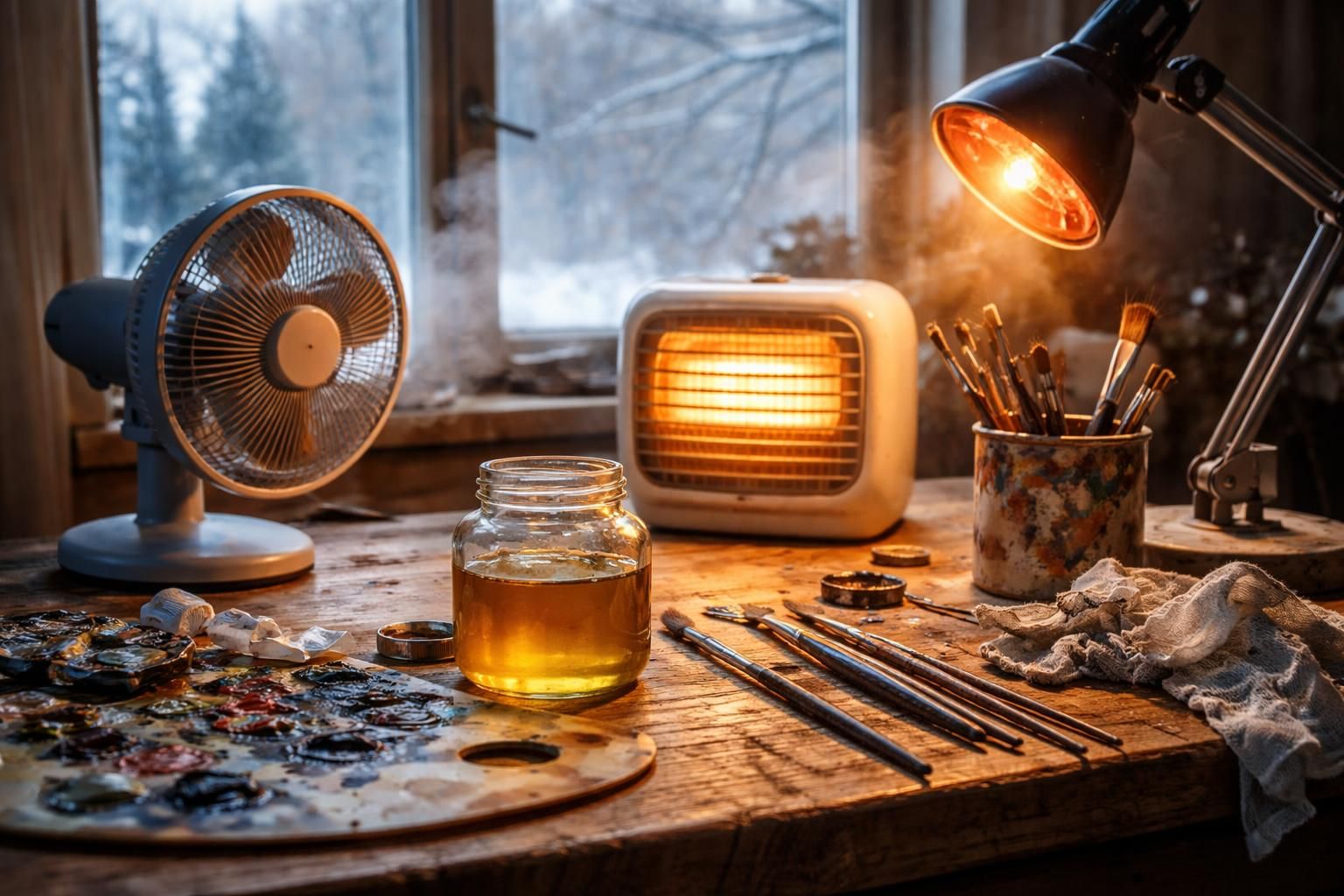 découvrez des astuces efficaces pour réduire le temps de séchage de l'huile de lin à l'essence de térébenthine en hiver et obtenir un résultat optimal même par temps froid.